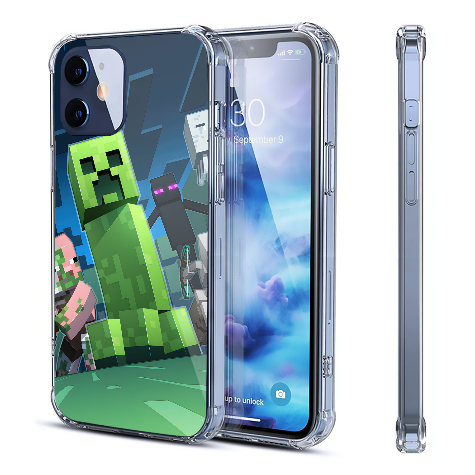 （画像用） マインクラフト ブロックの世界 Minecraft MC Block world 【iPhone 12シリーズ対応】透明スマホケース（クリアソフトケース）
